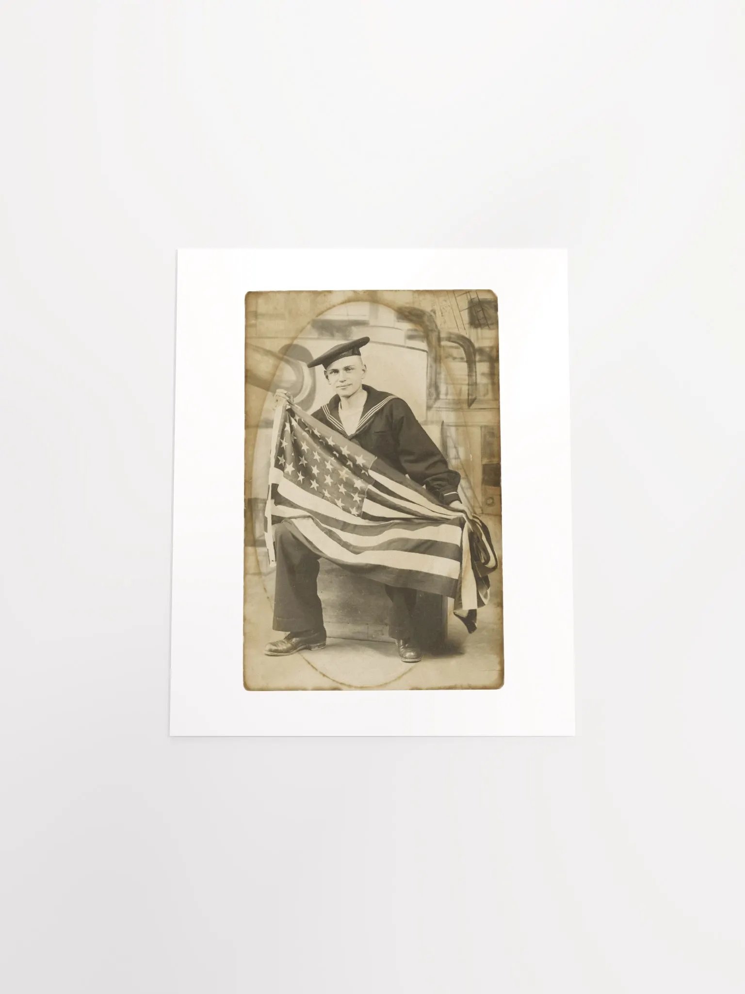 Sailor Holding American Flag By Unknown (c. 1910) - Print product image (4)