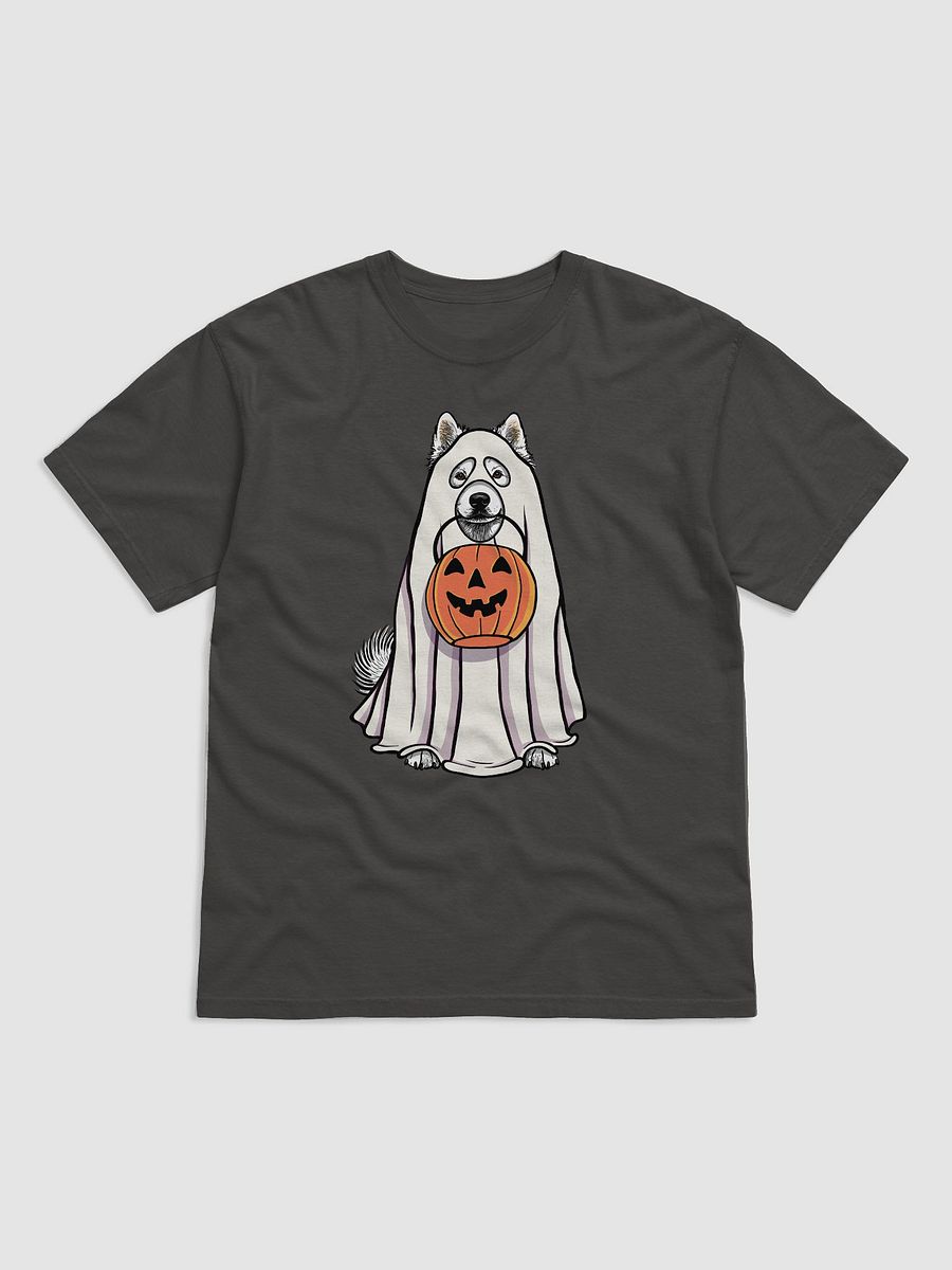 Funny Halloween Samoyed T-Shirt | Funny Dog Wearing a Ghost Costume and Holding a Pumpkin Basket product image (17)