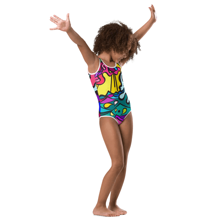 Vibrant Splash All-Over Kids Swimsuit - Wave at Sunset product image (1)