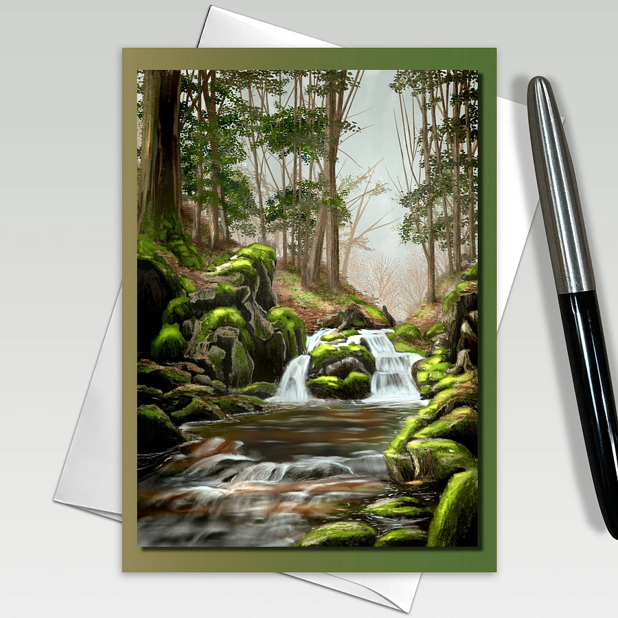 Illustrated Waterfalls Spotlights Greeting Cards, 5x7