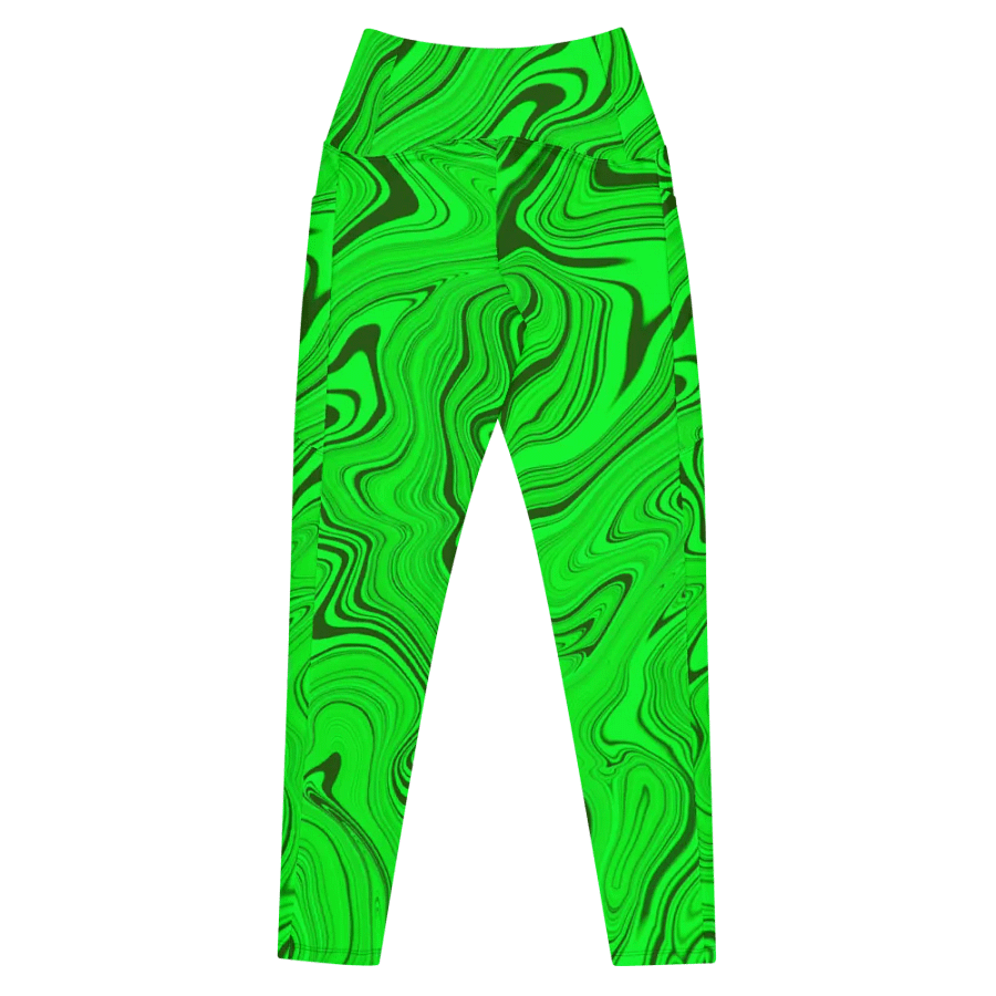 Leggings with Pockets - Green Liquid Swirls product image (7)