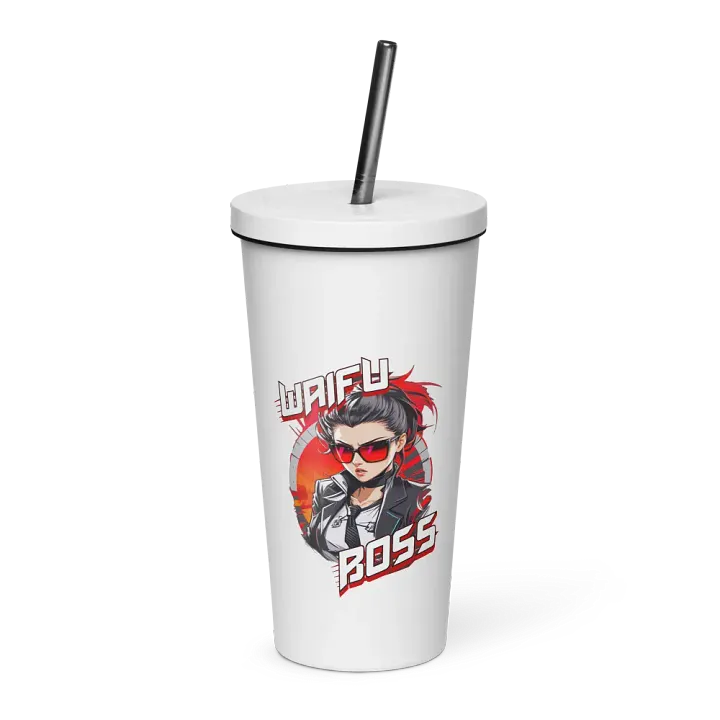 Waifu Boss 20 oz Tumbler Cup - White - Insulated Tumbler with a Straw v1 product image (1)