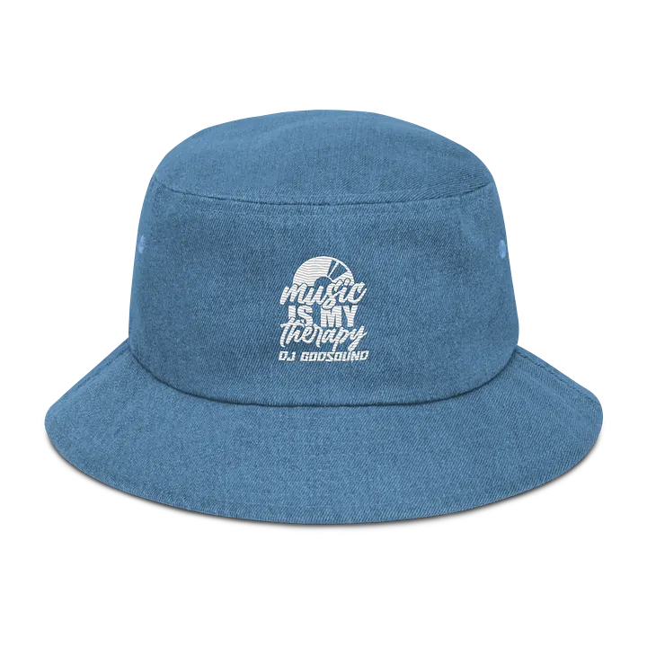 The Must Have DJ GodSOUND "Music Is My Therapy" Denim Bucket Hat in Light Blue! product image (1)