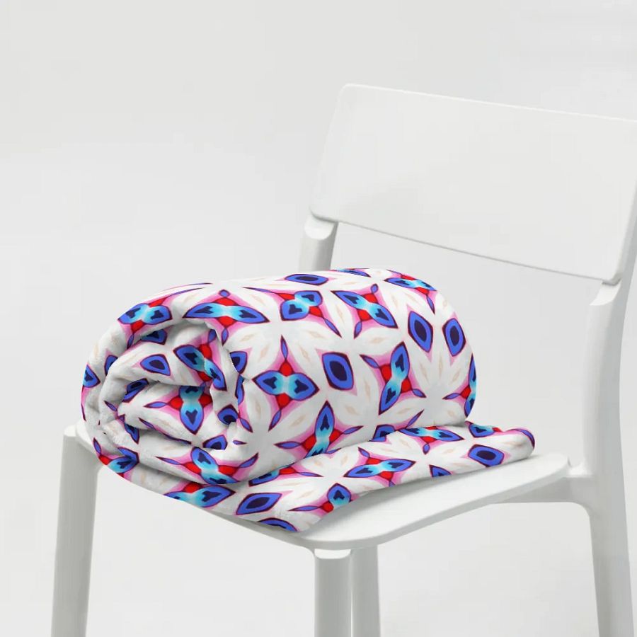 White, Blue & Red Seamless Diamond Patterned Throw Blanket product image (8)