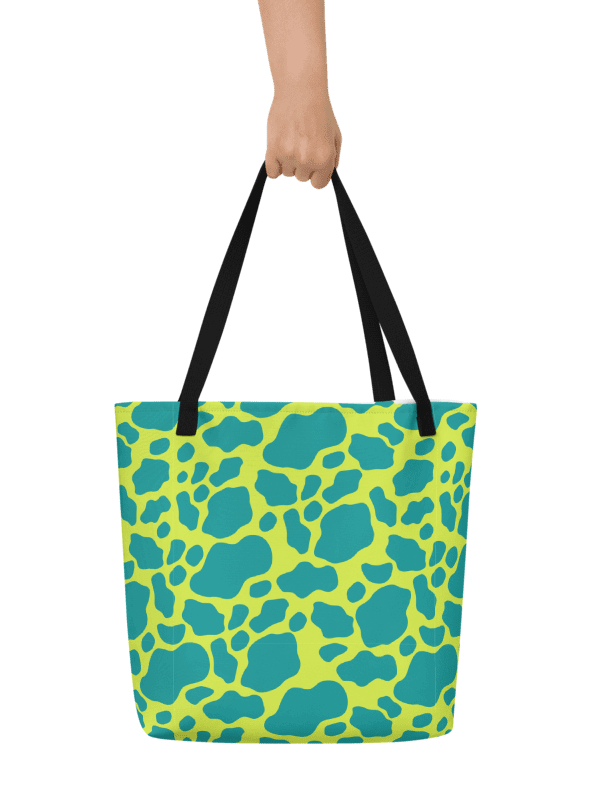 Cow Print Tote bag with Pocket - Green product image (1)