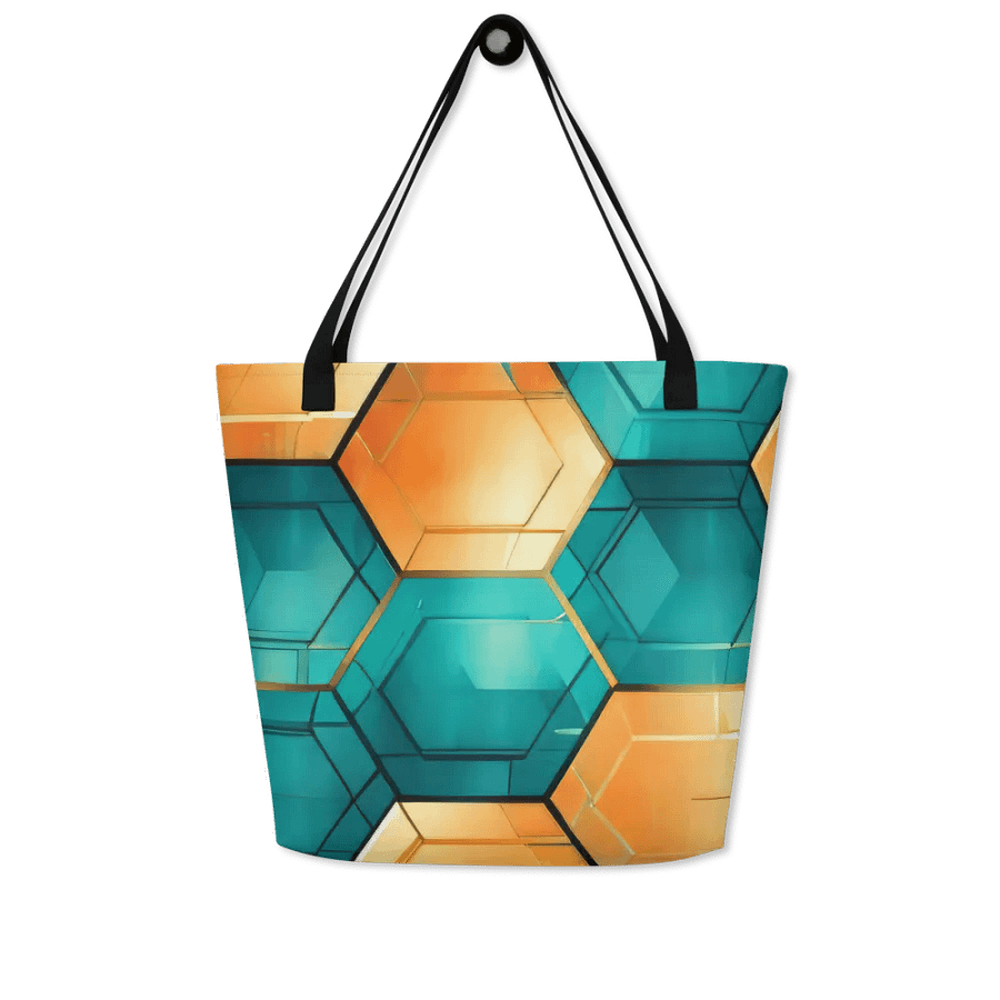 Hexagonal Harmony: Teal and Gold Geometric Fusion product image (3)