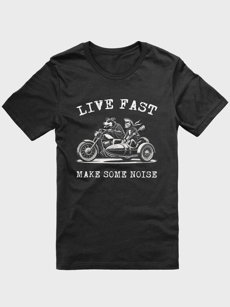 "Live Fast Make Some Noise" Dog & Cat Rocker Motorcycle Graphic Unisex T-Shirt product image (3)