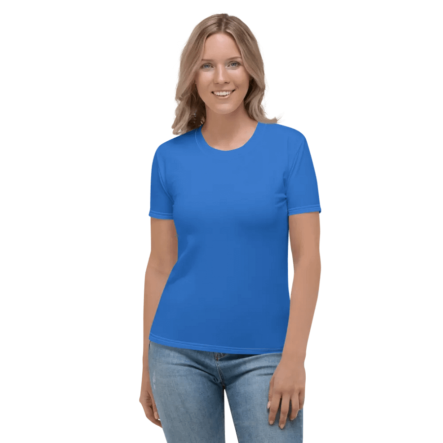 Plain Cobalt Blue Light Summer Women's Crewneck Polyester Heavyweight Premium T-Shirt by Treasure Pie product image (5)