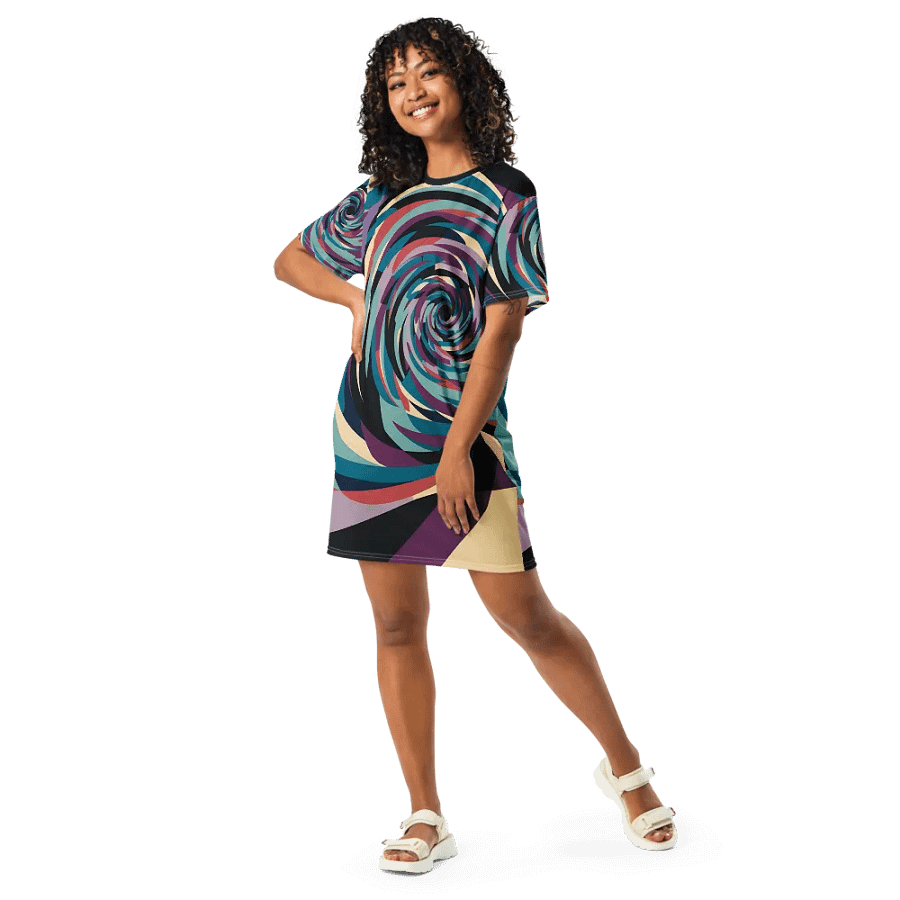 Abstract Lithographic Pattern Design T-shirt Dress - v1 product image (7)