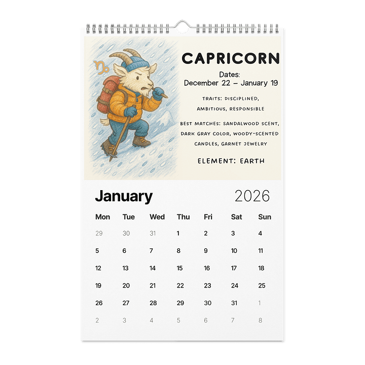 2026 Zodiac Animal Wall Calendar product image (2)