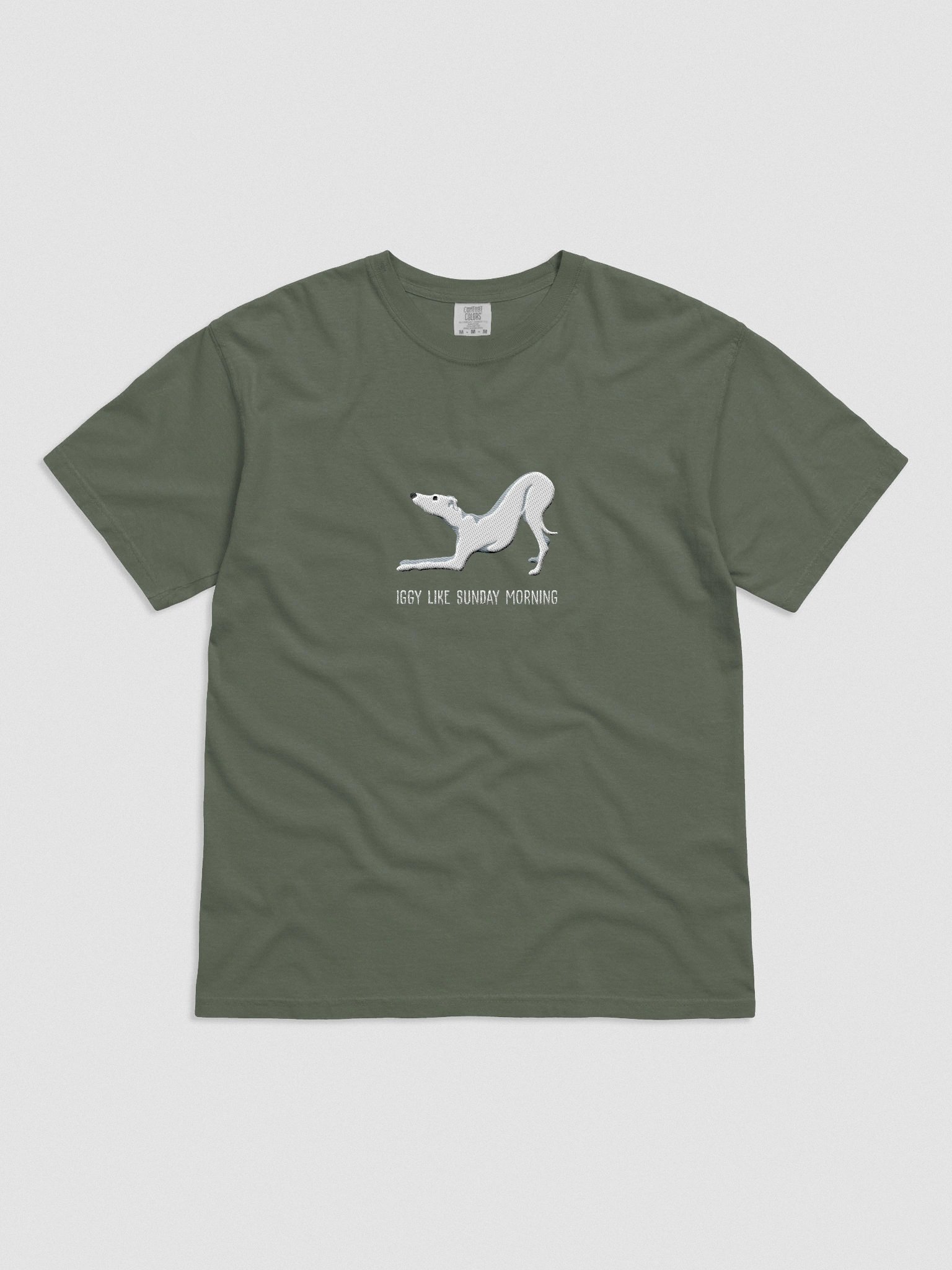 Iggy Like Sunday Morning T-Shirt(Embroidered) of an Italian Greyhound(White) product image (4)