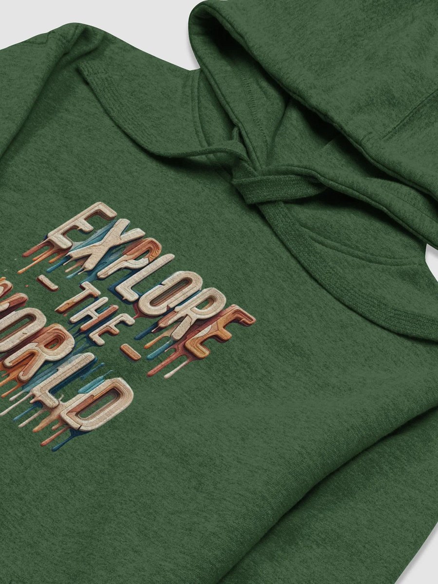 Unisex Army Green Hoodie with 'Explore The World' Design – Cool, Comfortable, and Adventure-Ready! product image (3)