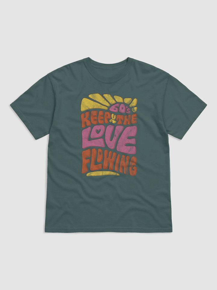 Keep the Love Flowing | Trippy Hippie Groovy Text | Boho-Retro Style 60's Disco T-Shirt product image (2)