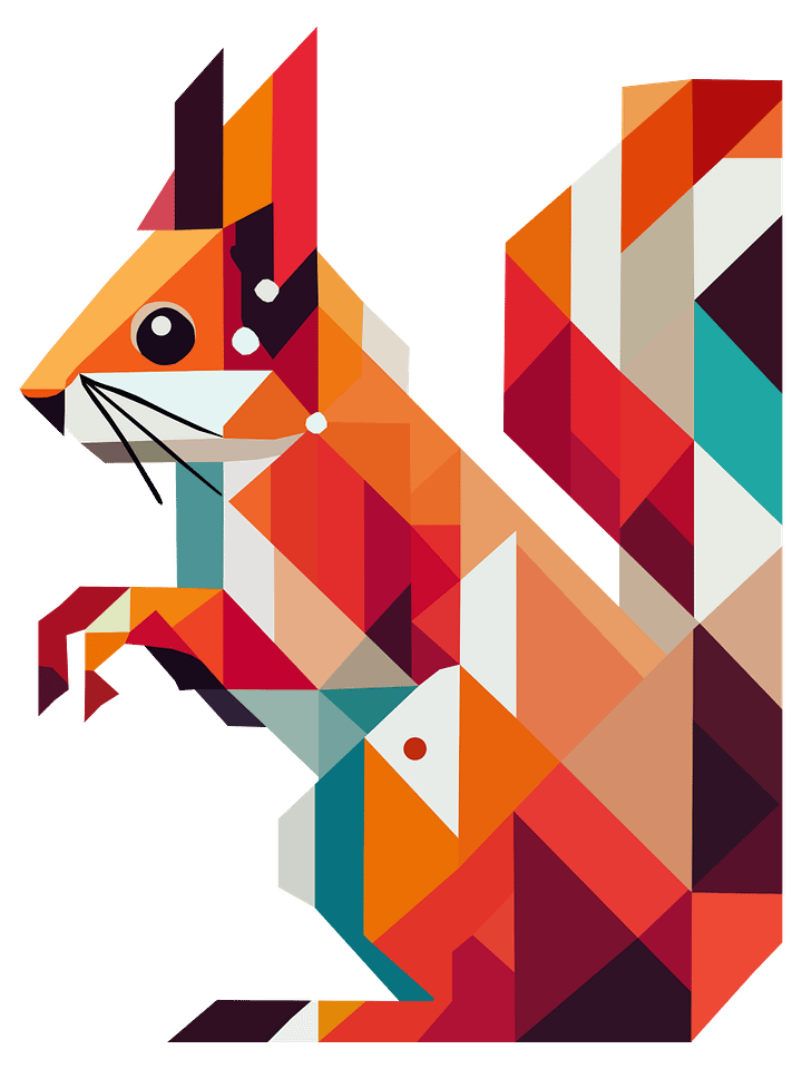 Free Geometric Squirrel PNG Art - Transparent Background, Low Poly Animal Illustration product image (1)