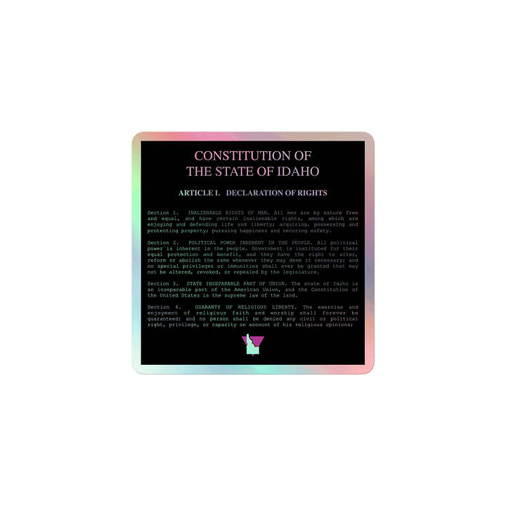 "DECLARATION OF RIGHTS" dark holo sticker product image (1)