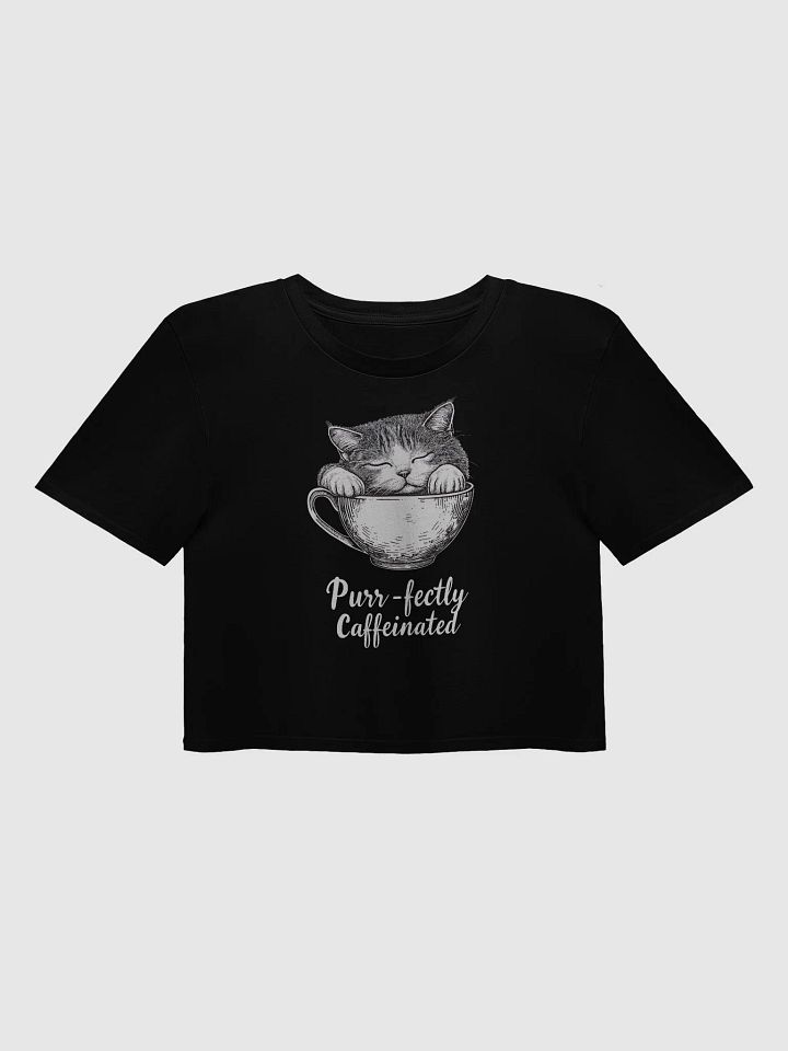 Purr-fectly Caffeinated Cat Lover Coffee Humor Crop Top product image (4)