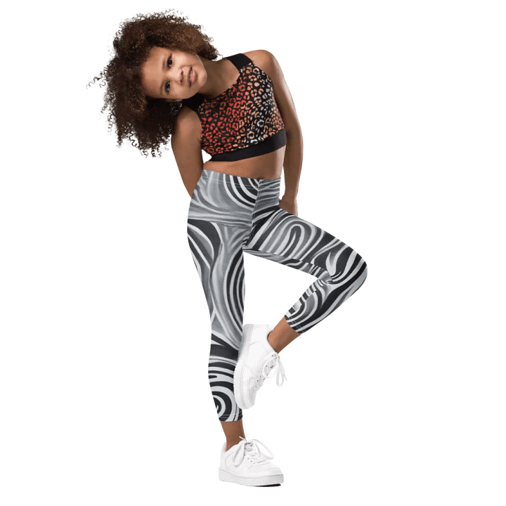 Funky Black and White Noir Liquid Tie-Dye Kid's and Toddler's Leggings product image (2)