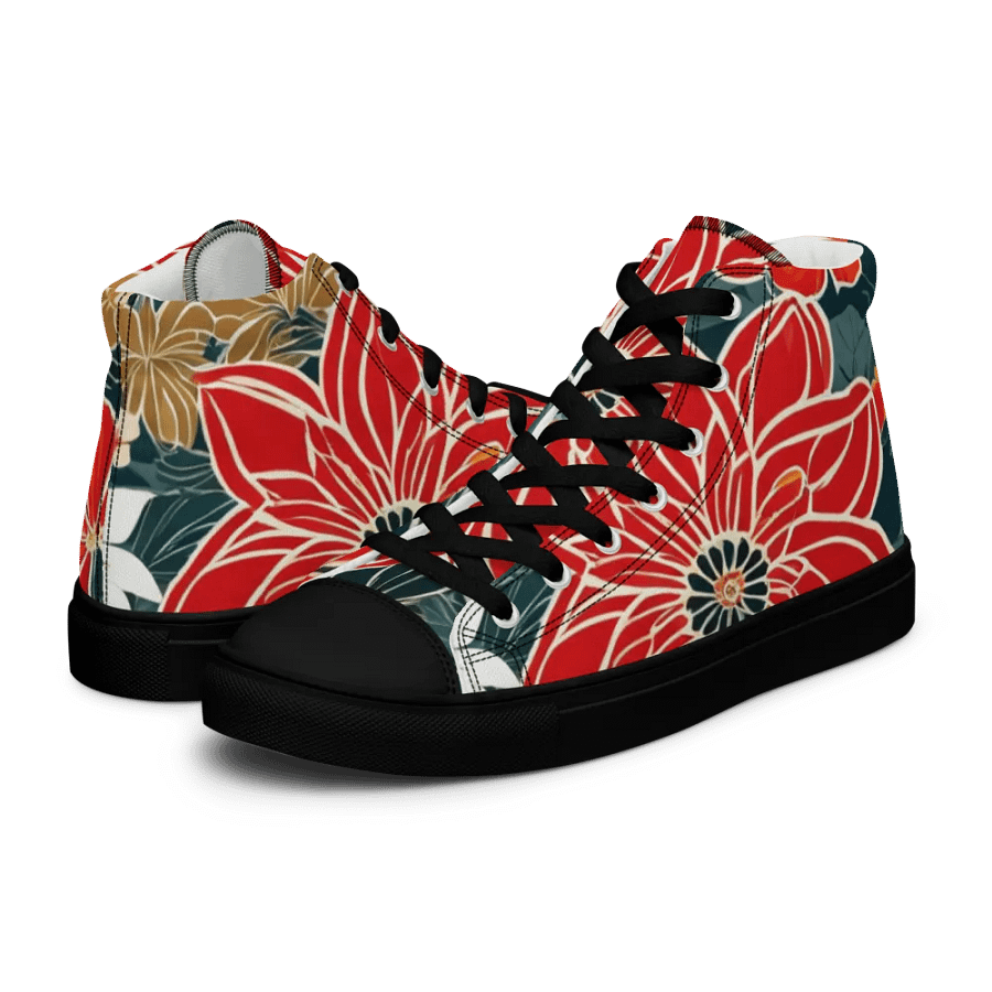 Red Flowers Women's High Top Shoes product image (10)