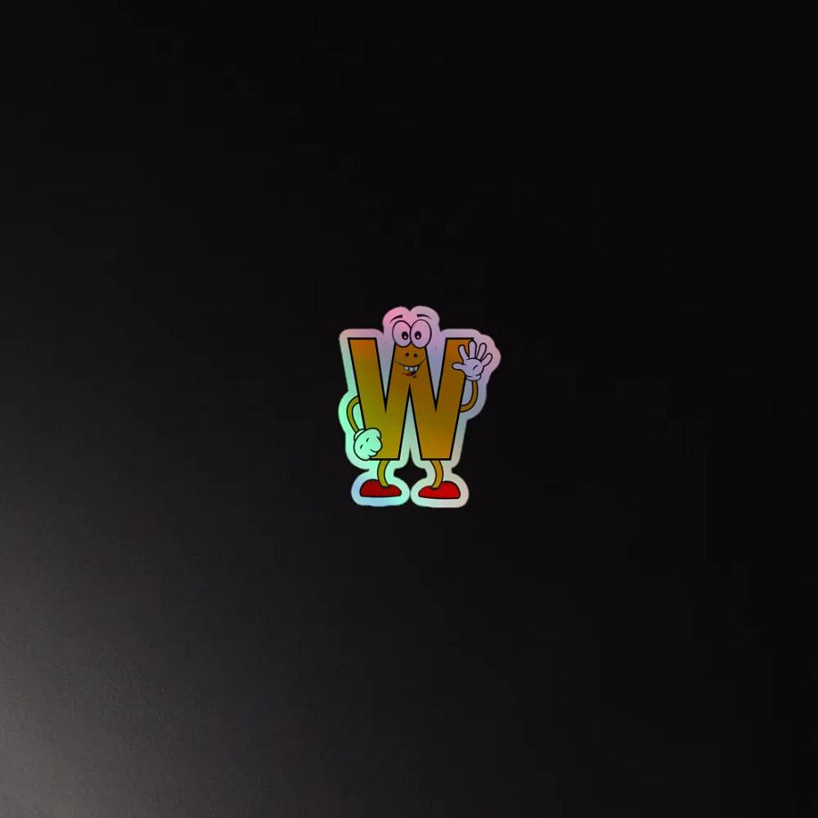 W Letter Cartoon Character Holographic Sticker product image (4)