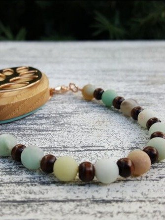 Midnight Bracelet | Amazonite & Wood | Handmade Accessory for Bellabeat Leaf Urban & Ivy product image (1)