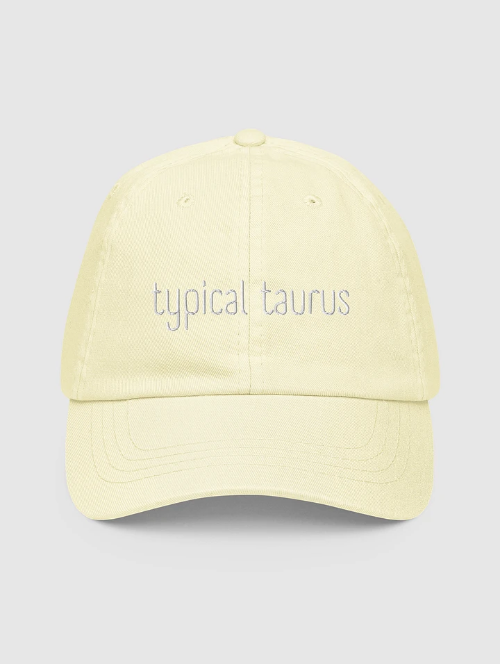 Typical Taurus White on Pastel Yellow Baseball Hat product image (1)