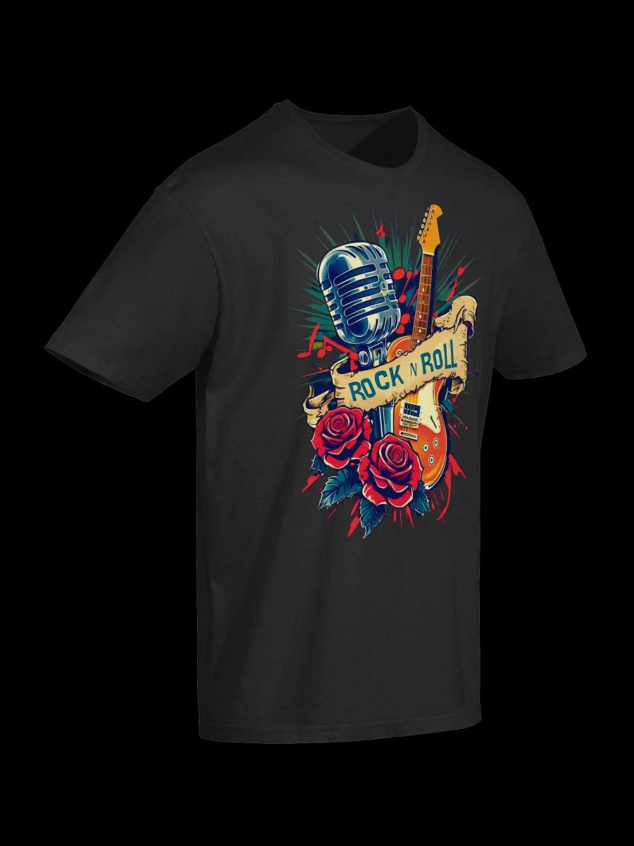 Music Lover-Rock N Roll-Microphone, Guitar, and Roses T-Shirt product image (14)