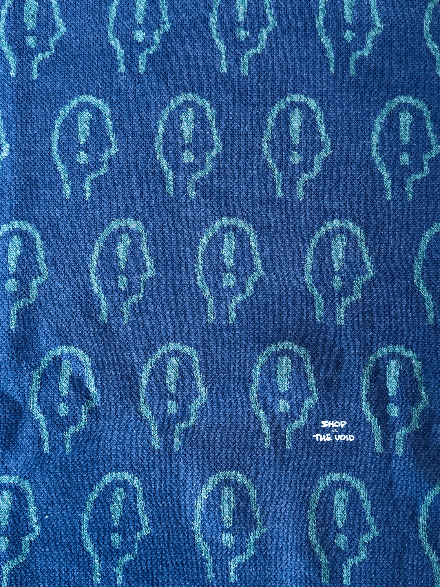 EXCLAIMING MENTALLY (repeating design, duotone teal) relaxed knitwear crewneck product image (3)