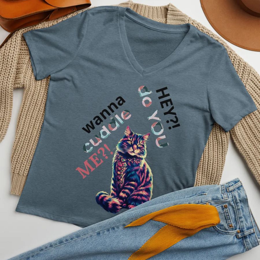 Meow Bandana Cat Women's V-Neck Tee product image (4)
