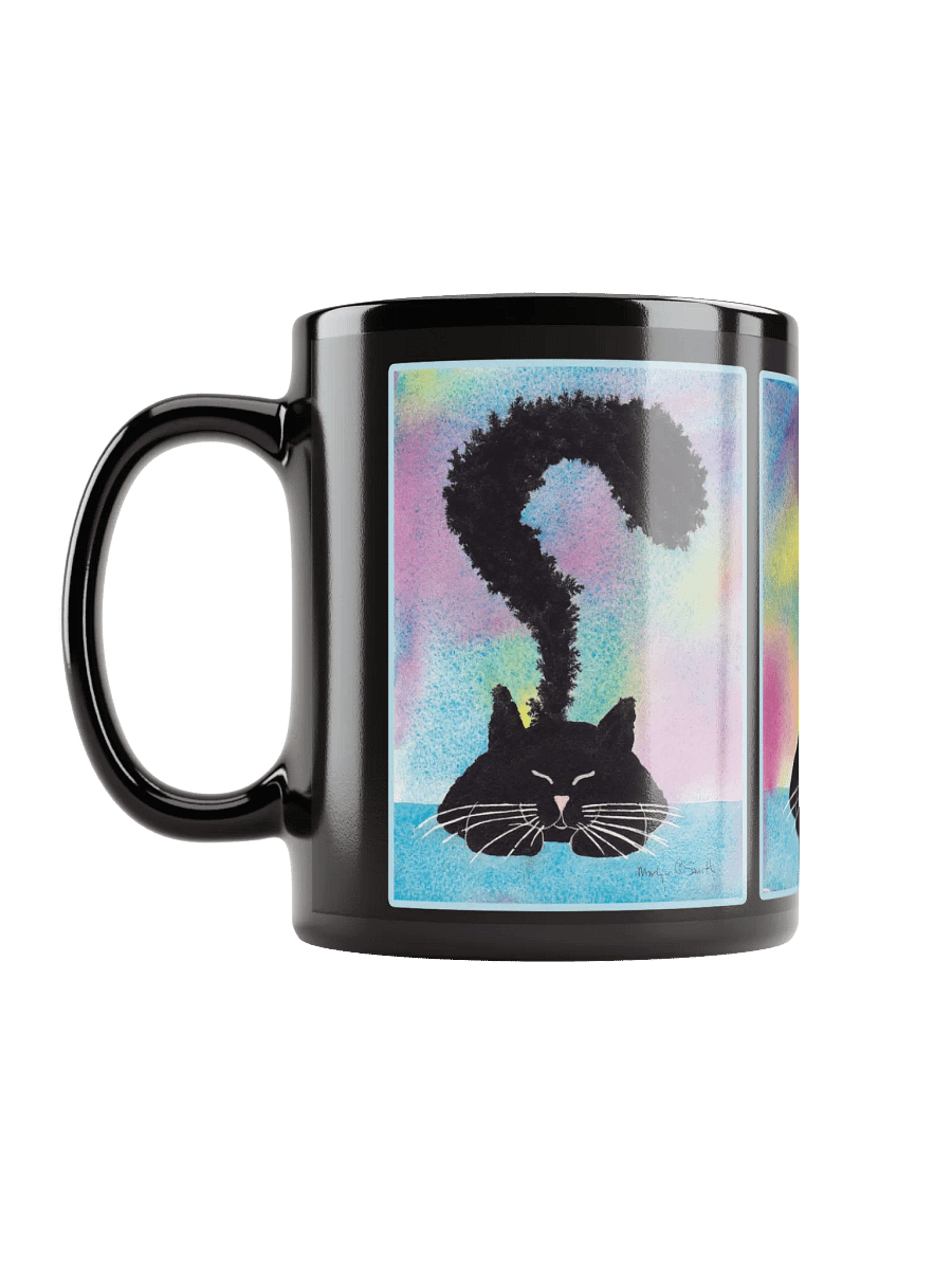 Black Kitty Coming to Full Attention on Black Ceramic Mug product image (1)
