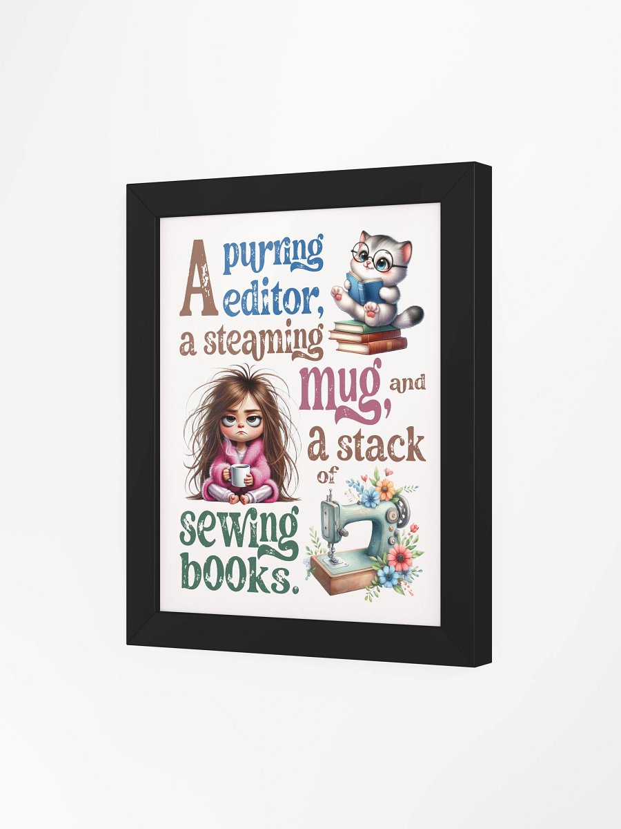 Whimsical Cat and Sewing Books Framed Poster product image (31)