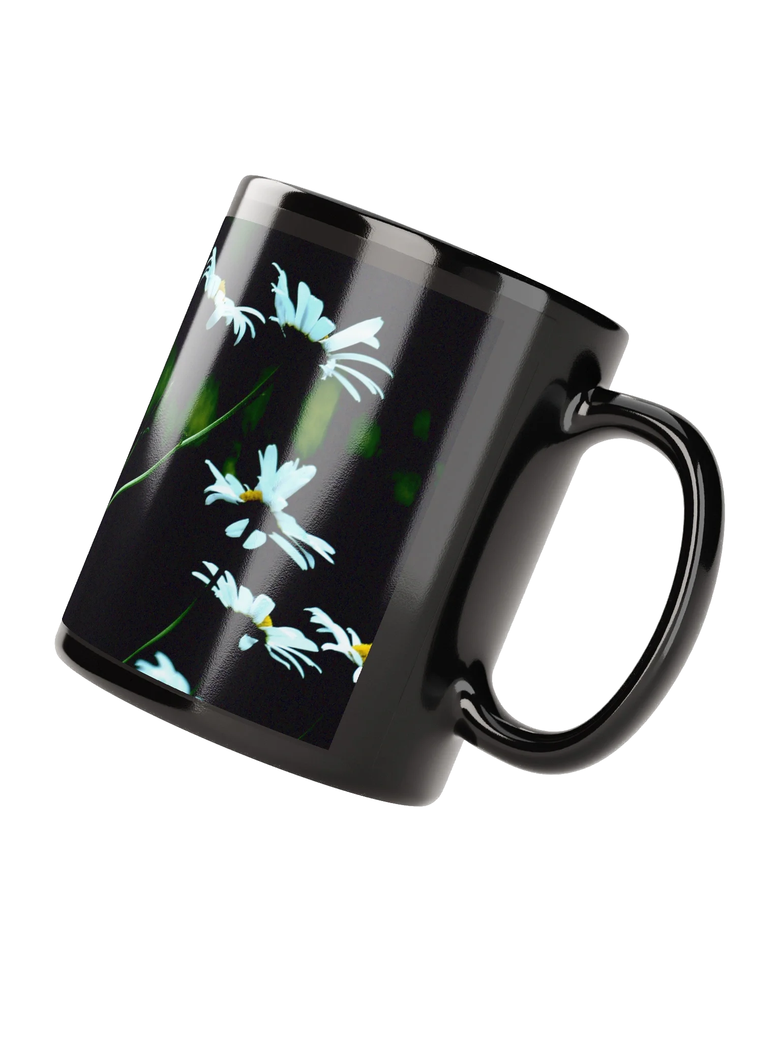 Keramiktasse schwarz - Blumenwiese bei Nacht product image (2)