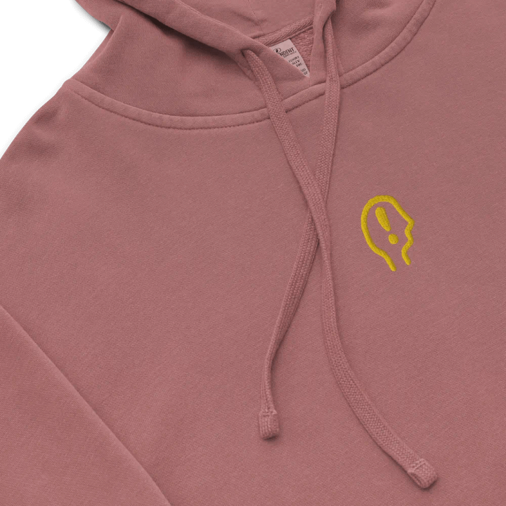 EXCLAIMING MENTALLY (C. gold) embroidered pigment hoodie product image (1)