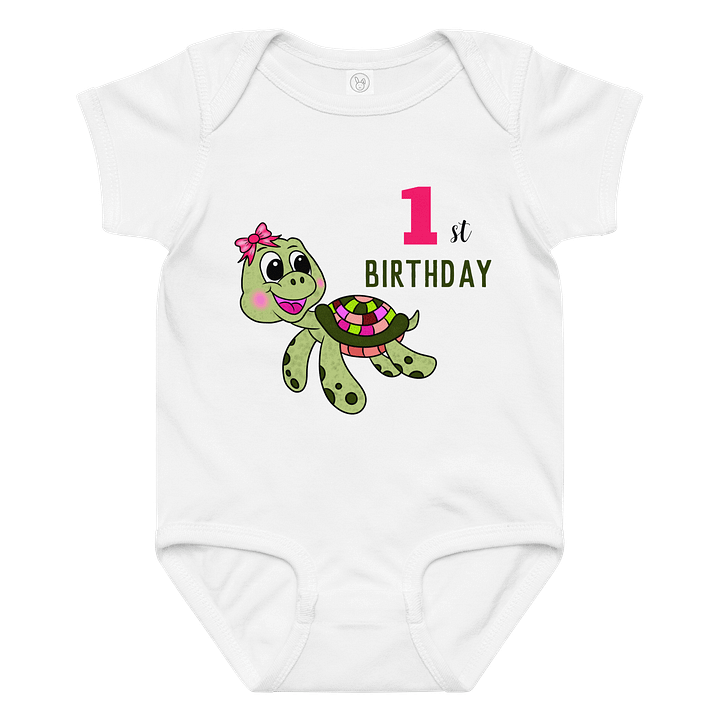 First Birthday Turtle Baby Bodysuit product image (9)