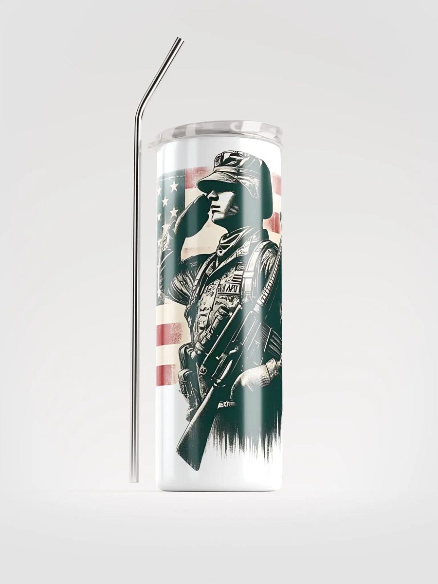 Saluting Soldier - Proud USA Patriotic Tribute Vintage Stainless Steel Tumbler product image (1)