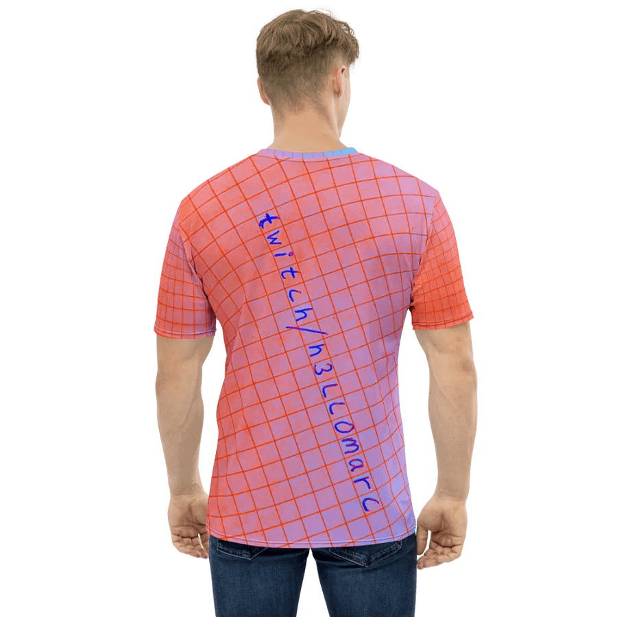 twitch/h3llomarc red/blueish squared Crew Neck T-Shirt product image (4)
