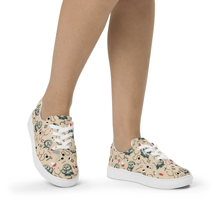 Cute Medical Kakapo Lace-up Canvas Shoes (Tan) product image (2)