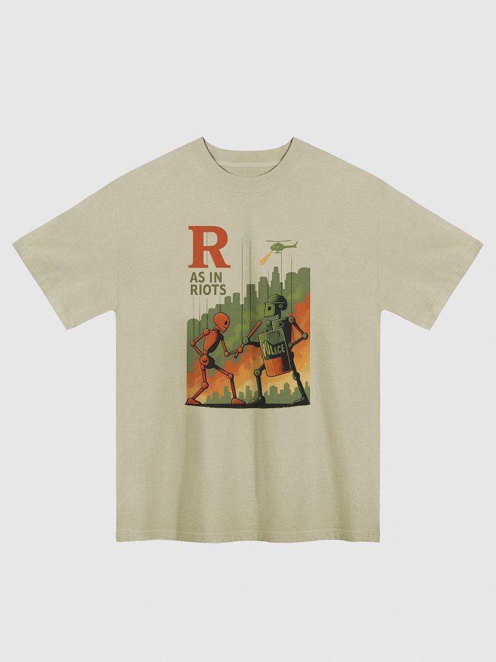 R as in riots color premium oversized faded t-shirt by dark alphabet product image (1)