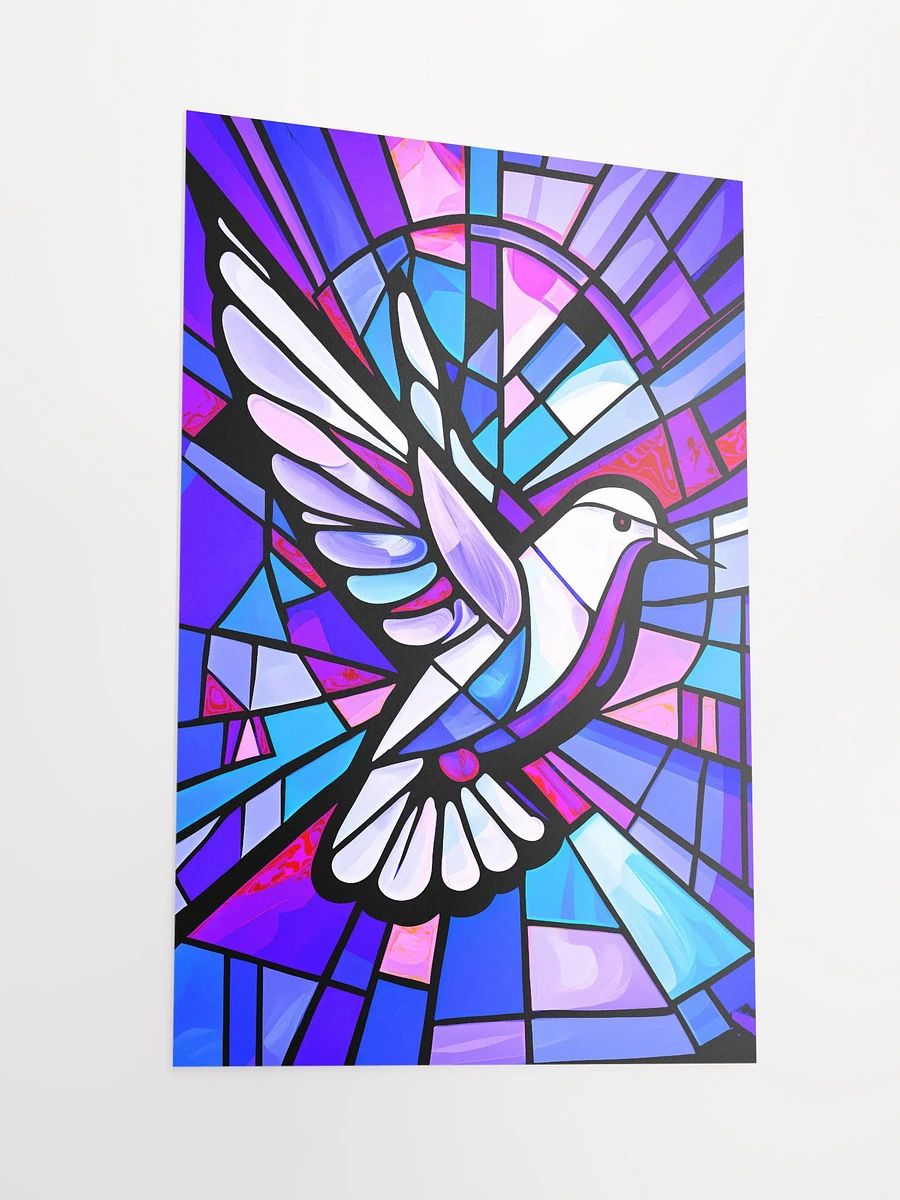 White Dove in Flight Stained Glass Art Blue Purple Colors Matte Poster product image (4)