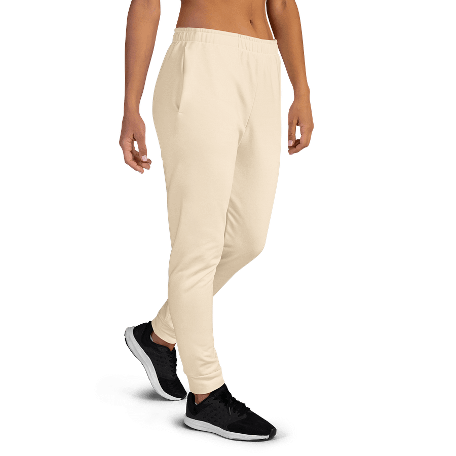 Cream Beige Solid Color Women's Fleece Sweatpants product image (4)