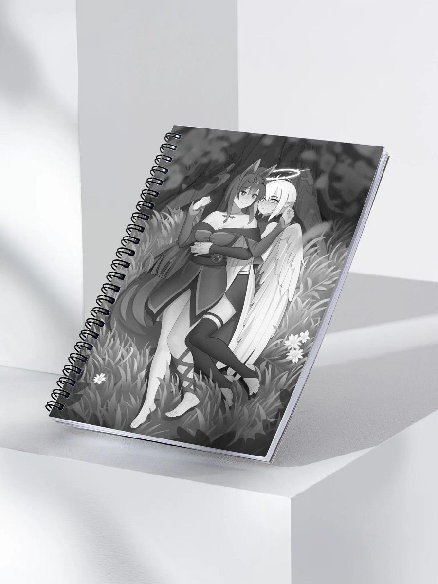 Cuddles under the cherry blossom Black and white notebook product image (3)