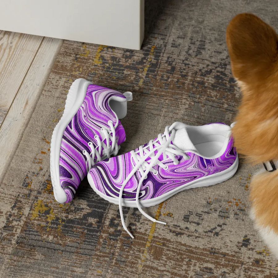 Women's Athletic Shoes - Purple Digital Fluid Art product image (6)