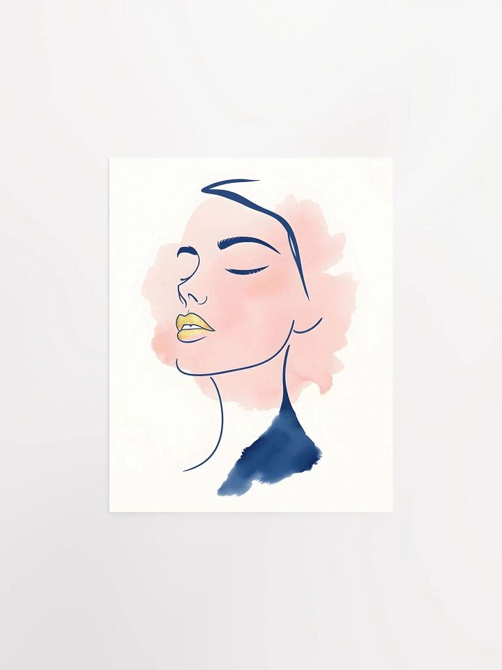 Woman Face Watercolor Art in Blue and Pink product image (2)