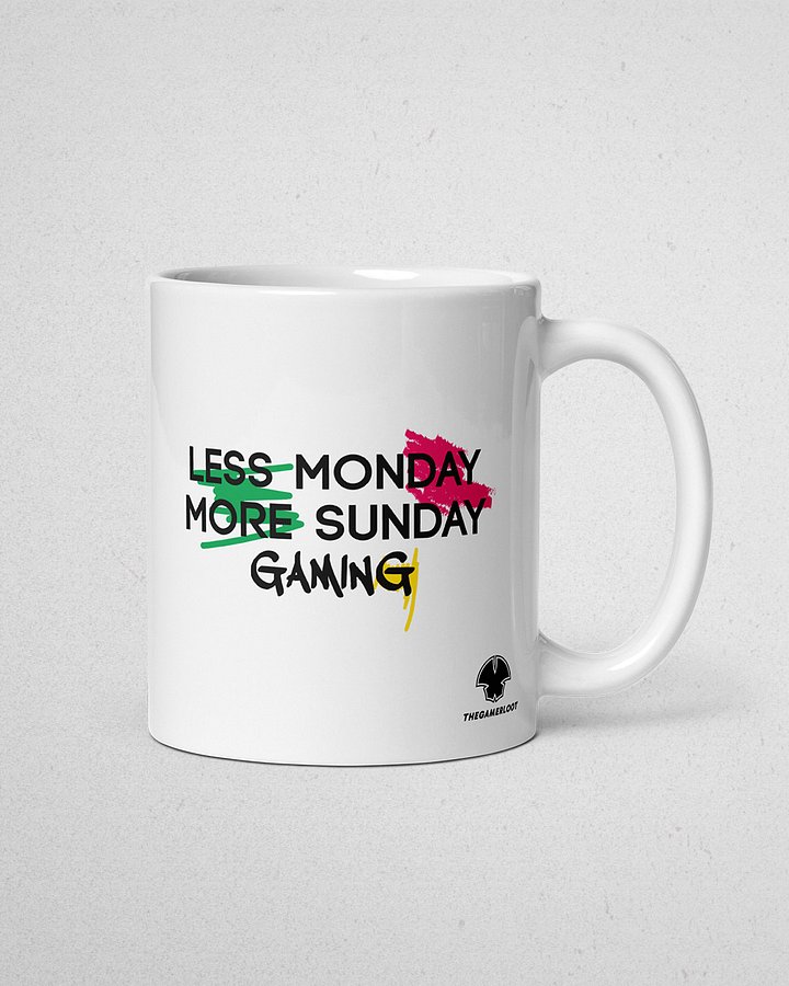 Less Monday More Sunday Gaming - White Glossy Mug. Double Side product image (1)