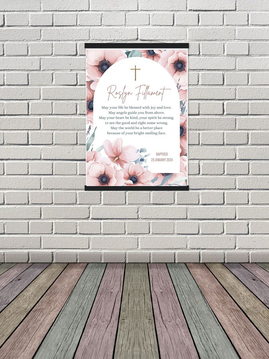 Pink Floral Arch Border Baptism Canva Template product image (8)