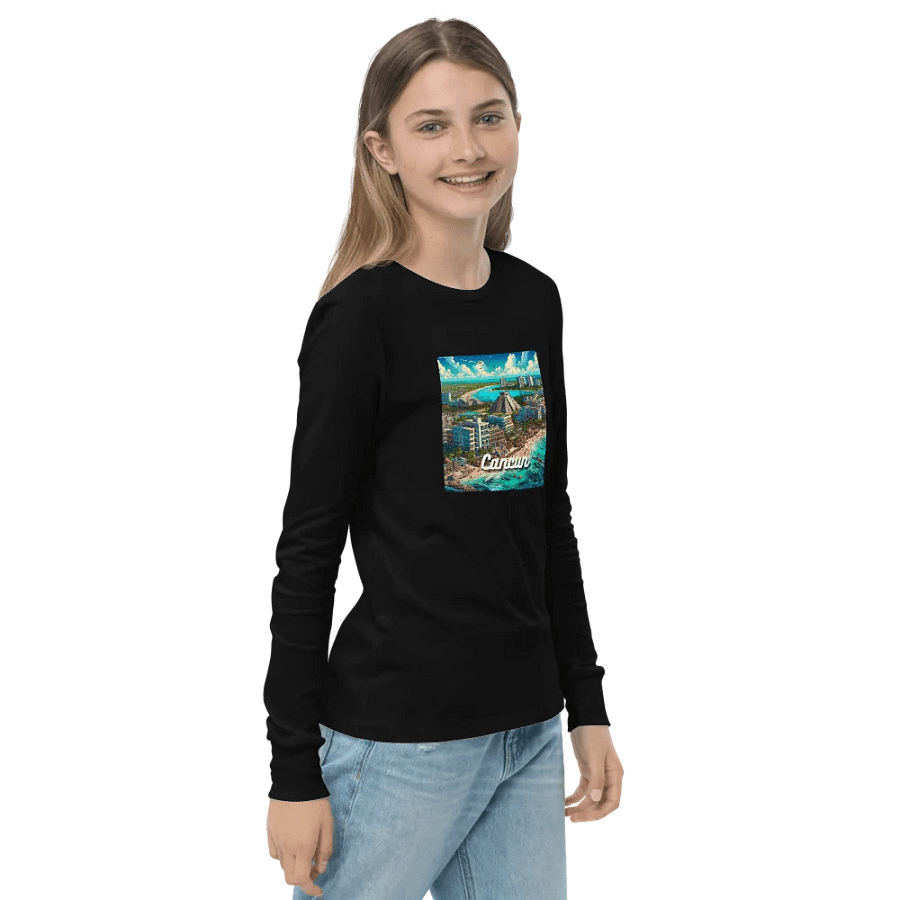 Bella+Canvas Youth Long Sleeve T-Shirt | AI design cancun city Mexico product image (4)