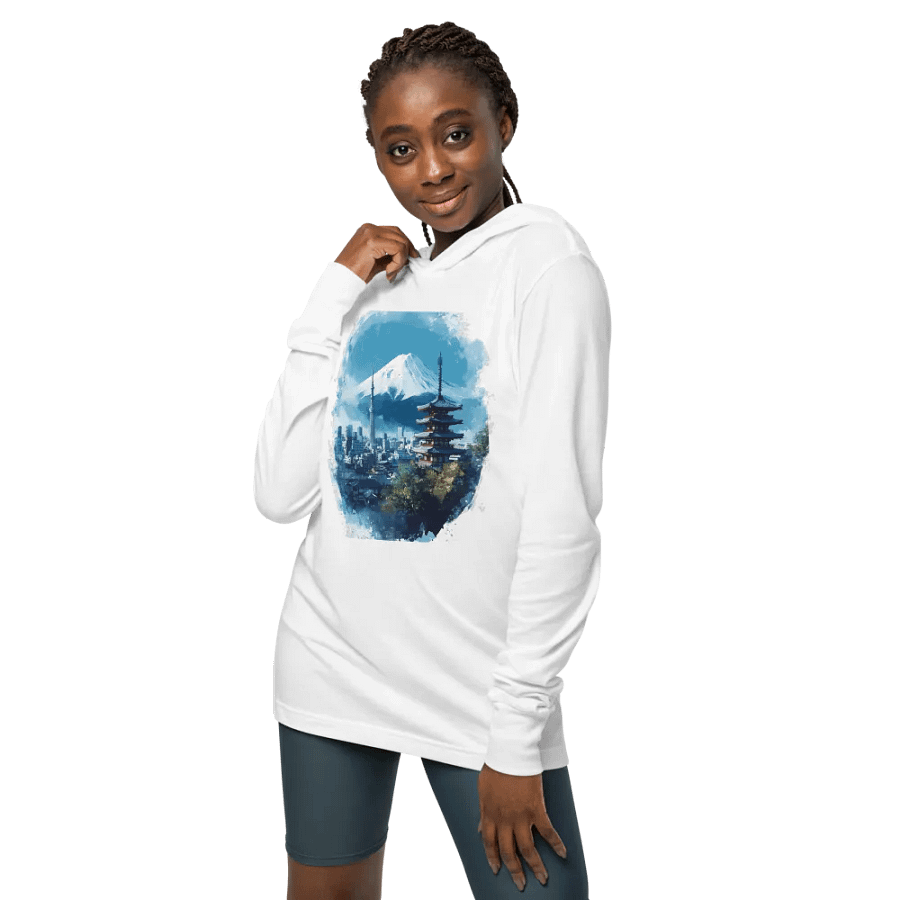 Tokyo Skyline Hooded Tee – Mount Fuji & City Vibes product image (4)
