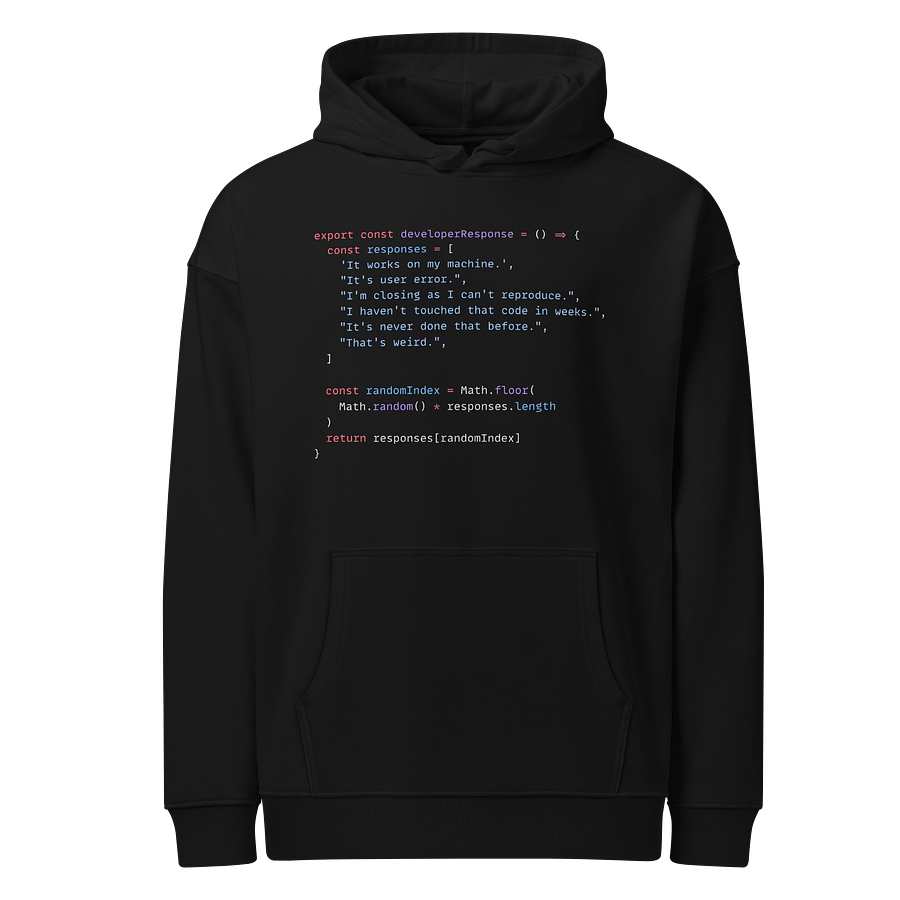 Developer Excuse Javascript Hoodie - Dark product image (1)