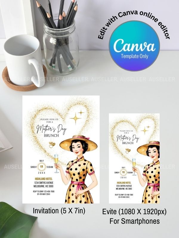 Mother's Day Brunch Invitation Bundle - Asian Lady Wearing Cheongsam product image (4)
