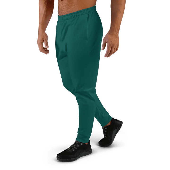 Plain Dark Green True Summer Recycled Polyester Premium Men's Joggers by Treasure Pie product image (2)