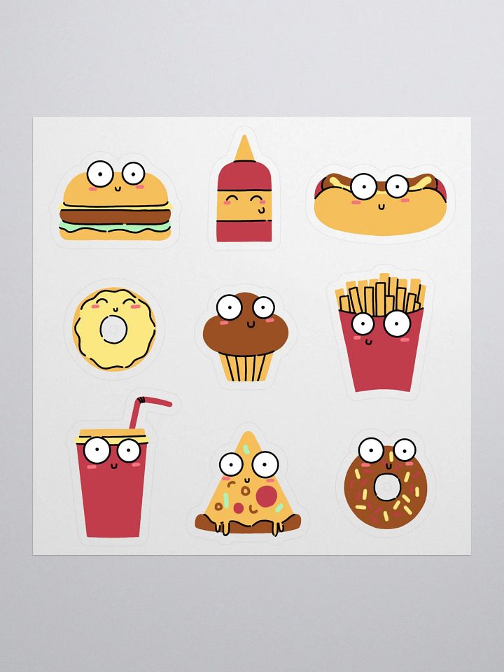 Funny Cute Fast Food Stickers Sheet product image (1)